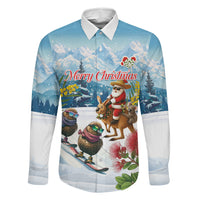 New Zealand and Australia Merry Christmas Family Matching Summer Maxi Dress and Hawaiian Shirt Kiwi Birds Skiing and Koala Santa Riding Kangaroo LT03 Daughter's Dress Multicolor - Polynesian Pride