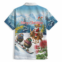 New Zealand and Australia Merry Christmas Hawaiian Shirt Kiwi Birds Skiing and Koala Santa Riding Kangaroo LT03 - Polynesian Pride
