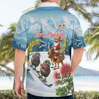 New Zealand and Australia Merry Christmas Hawaiian Shirt Kiwi Birds Skiing and Koala Santa Riding Kangaroo LT03 - Polynesian Pride