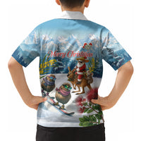New Zealand and Australia Merry Christmas Hawaiian Shirt Kiwi Birds Skiing and Koala Santa Riding Kangaroo LT03 - Polynesian Pride