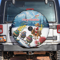 New Zealand and Australia Merry Christmas Spare Tire Cover Kiwi Birds Skiing and Koala Santa Riding Kangaroo