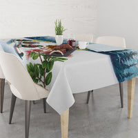 New Zealand and Australia Merry Christmas Tablecloth Kiwi Birds Skiing and Koala Santa Riding Kangaroo