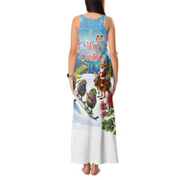 New Zealand and Australia Merry Christmas Tank Maxi Dress Kiwi Birds Skiing and Koala Santa Riding Kangaroo