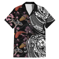 Hawaiian and Japanese Together Family Matching Mermaid Dress and Hawaiian Shirt Polynesian Triball Tattoo Koi Carps and Sakura