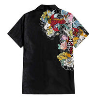 Hawaiian and Japanese Together Family Matching Mermaid Dress and Hawaiian Shirt Colorful Traditional Japanese Tattoo and Kakau Pattern Black Color