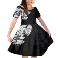 Hawaiian and Japanese Together Family Matching Mermaid Dress and Hawaiian Shirt Japanese Koi Fish Tattoo and Kakau Pattern Black Color