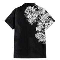 Hawaiian and Japanese Together Family Matching Mermaid Dress and Hawaiian Shirt Japanese Koi Fish Tattoo and Kakau Pattern Black Color