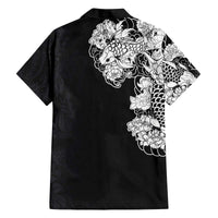 Hawaiian and Japanese Together Family Matching Puletasi and Hawaiian Shirt Japanese Koi Fish Tattoo and Kakau Pattern Black Color