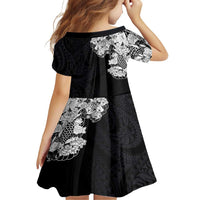 Hawaiian and Japanese Together Family Matching Summer Maxi Dress and Hawaiian Shirt Japanese Koi Fish Tattoo and Kakau Pattern Black Color