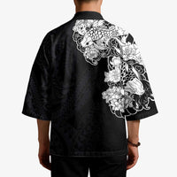 Hawaiian and Japanese Together Kimono Japanese Koi Fish Tattoo and Kakau Pattern Black Color - Polynesian Pride