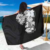 Hawaiian and Japanese Together Sarong Japanese Koi Fish Tattoo and Kakau Pattern Black Color