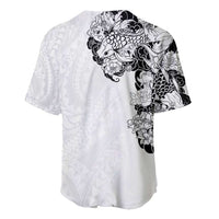 Hawaiian and Japanese Together Baseball Jersey Japanese Koi Fish Tattoo and Kakau Pattern White Color LT03 - Polynesian Pride