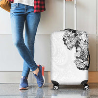 Hawaiian and Japanese Together Luggage Cover Japanese Koi Fish Tattoo and Kakau Pattern White Color