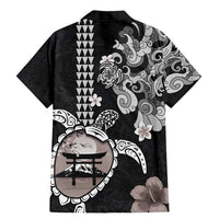 Hawaiian and Japanese Together Family Matching Mermaid Dress and Hawaiian Shirt Japanese Culture and Turtle Kakau Tattoo Black Color
