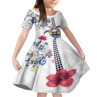 Hawaiian and Japanese Together Family Matching Summer Maxi Dress and Hawaiian Shirt Japanese Culture and Turtle Kakau Tattoo White Color