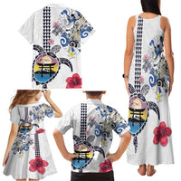 Hawaiian and Japanese Together Family Matching Tank Maxi Dress and Hawaiian Shirt Japanese Culture and Turtle Kakau Tattoo White Color