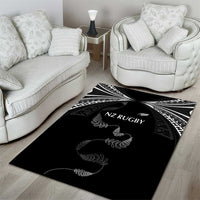 New Zealand Rugby Area Rug Aotearoa Armour Blacks Silver Ferns - Polynesian Pride