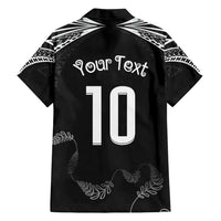 New Zealand Rugby Custom Family Matching Long Sleeve Bodycon Dress and Hawaiian Shirt Aotearoa Armour Blacks Silver Ferns - Polynesian Pride