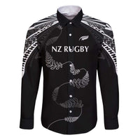 New Zealand Rugby Custom Family Matching Puletasi and Hawaiian Shirt Aotearoa Armour Blacks Silver Ferns - Polynesian Pride