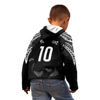 New Zealand Rugby Custom Kid Hoodie Aotearoa Armour Blacks Silver Ferns - Polynesian Pride