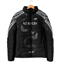 New Zealand Rugby Custom Padded Jacket Aotearoa Armour Blacks Silver Ferns - Polynesian Pride