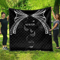 New Zealand Rugby Quilt Aotearoa Armour Blacks Silver Ferns - Polynesian Pride