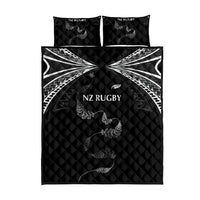New Zealand Rugby Quilt Bed Set Aotearoa Armour Blacks Silver Ferns - Polynesian Pride