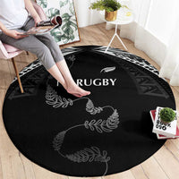 New Zealand Rugby Round Carpet Aotearoa Armour Blacks Silver Ferns - Polynesian Pride