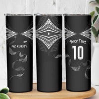 New Zealand Rugby Custom Skinny Tumbler Aotearoa Armour Blacks Silver Ferns - Polynesian Pride