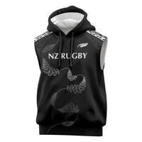 New Zealand Rugby Custom Sleeveless Hoodie Aotearoa Armour Blacks Silver Ferns - Polynesian Pride