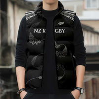 New Zealand Rugby Custom Sleeveless Puffer Jacket Aotearoa Armour Blacks Silver Ferns - Polynesian Pride