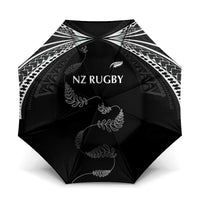 New Zealand Rugby Umbrella Aotearoa Armour Blacks Silver Ferns LT03 One Size Folded 11.42 inch Opened Diameter 37.4 inch Black - Polynesian Pride