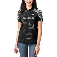 New Zealand Rugby Custom Women Polo Shirt Aotearoa Armour Blacks Silver Ferns - Polynesian Pride
