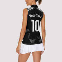 New Zealand Rugby Custom Women Sleeveless Polo Shirt Aotearoa Armour Blacks Silver Ferns - Polynesian Pride