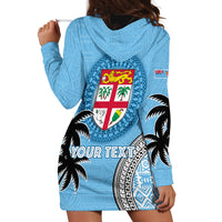 Personalised Fiji Hoodie Dress Tapa Pattern Fijian Coat of Arms and Palm Tree LT03 - Polynesian Pride