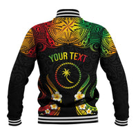 Personalised Chuuk Independence Day Baseball Jacket Polynesian Tattoo and Plumeria Reggae Color