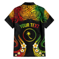 Personalised Chuuk Independence Day Family Matching Short Sleeve Bodycon Dress and Hawaiian Shirt Polynesian Tattoo and Plumeria Reggae Color