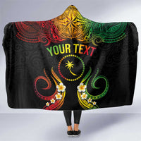 Personalised Chuuk Independence Day Hooded Blanket Polynesian Tattoo and Plumeria Reggae Color