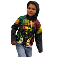Personalised Chuuk Independence Day Kid Hoodie Polynesian Tattoo and Plumeria Reggae Color