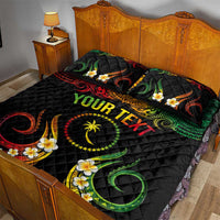 Personalised Chuuk Independence Day Quilt Bed Set Polynesian Tattoo and Plumeria Reggae Color