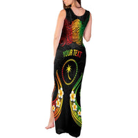 Personalised Chuuk Independence Day Tank Maxi Dress Polynesian Tattoo and Plumeria Reggae Color