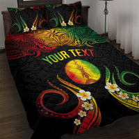 Personalised New Caledonia Independence Day Quilt Bed Set Polynesian Tattoo and Plumeria Reggae Color LT03 Reggae - Polynesian Pride