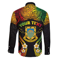 Personalised Tuvalu Independence Day Family Matching Off Shoulder Maxi Dress and Hawaiian Shirt Polynesian Tattoo and Plumeria Reggae Color