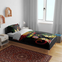 Personalised Malampa Fiji Day Bedding Set Polynesian Tattoo and Plumeria Reggae Color LT03 - Polynesian Pride