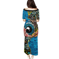 Fiji and Australia Kangaroos Family Matching Puletasi and Hawaiian Shirt Indigenous Aboriginal and Fijian Masi Tribal Tattoo