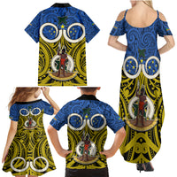 Vanuatu Tafea Province Family Matching Summer Maxi Dress and Hawaiian Shirt Pig Tusk Mix Maori Pattern and Namele Leaf LT03 - Polynesian Pride