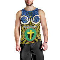 Vanuatu Tafea Province Men Tank Top Pig Tusk Mix Maori Pattern and Namele Leaf LT03 - Polynesian Pride