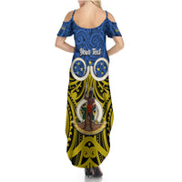 Personalised Vanuatu Tafea Province Summer Maxi Dress Pig Tusk Mix Maori Pattern and Namele Leaf LT03 - Polynesian Pride