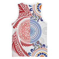 Tongan and Australian Culture Together Basketball Jersey Ngatu Art Tribal Aboriginal Tattoo Pattern - Polynesian Pride