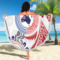 Tongan and Australian Culture Together Beach Blanket Ngatu Art Tribal Aboriginal Tattoo Pattern - Polynesian Pride